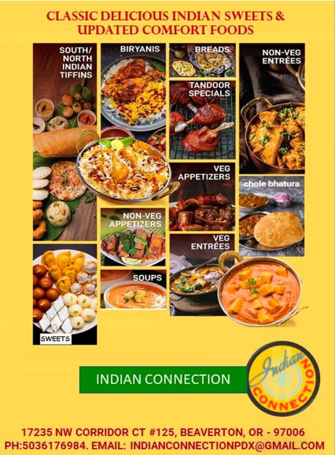 classic delicious indian sweets & updated comfort foods poster